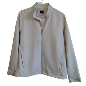 Greg Norman Men's Medium Gray Golf Jacket Drawstring Waist Rip Stop Pattern